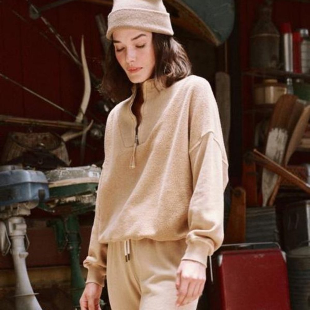 The Great Fawn Oat Trail Half Zip Sweatshirt Small